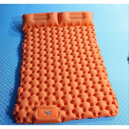 Dobbelt Liggeunderlag Ultralet Oppusteligt Liggeunderlag med Indbygget Fodpumpe, Holdbar Kompakt Vandtæt Luftmadras til Camping, Backpacking