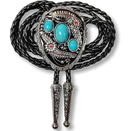 Himongoo Turkos Agat Granit BOLO Slips för Män Kvinnor Läder Bröllop Halsband Western Cowboy Slips