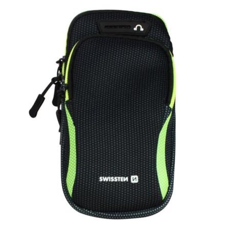 Sportarmband med 2 fickor med dragkedjor Neopren Anti-perspirant Svart Swissten Green