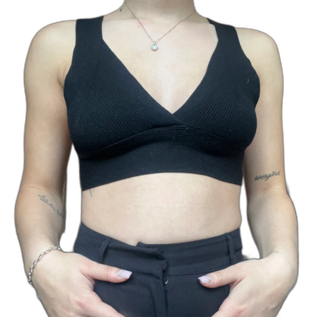 Stickad svart topp från zara