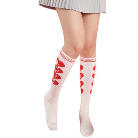 Dame Piger Valentinsdag Silkeagtige Lårhøje Strømper Sødt Kærlighedshjerte Læber Printet Sløjfe Over Knæ Lange Sokker Festkostume Tilbehør