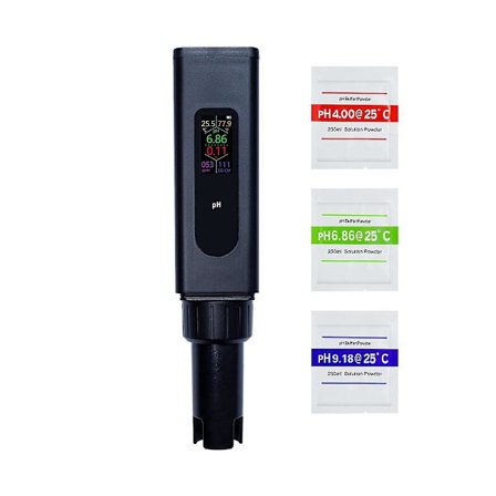 5-i-1 Digital pH-måler for pH/TDS/EC/salinitet/temperatur, med samtidig datavisning, for hydroponikk