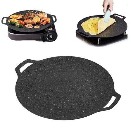 Multifunktionell medicinsk stengrillpanna Non-Stick Pan,Non-Stick Coating Stekpanna,Rund BBQ Grillplatta med handtag