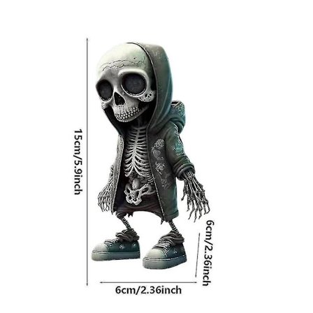 1/4 kpl Auto Skeleton Figurine Skull Resin patsas Cool Skeleton Koristeellinen työpöydän sisustukseen Näyttö Auto taustapeili Tarvikkeet