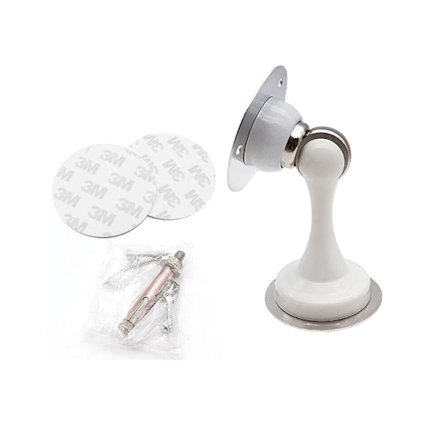Magnetiska Dörrstopp Dörrfångare - 1-pack Rostfritt Stål Kraftiga Dörrstopp för Botten av Dörr, Vägg & Golvmontering Borrfri Starkt Lim &