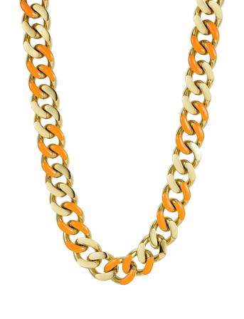 Riviera Reversible Necklace Orange/Gold Accessories Jewellery Necklaces Chain Necklaces Gull Bud To Rose*Betinget Tilbud