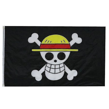 90x150cm Lagervarer One Piece Luffy Kranie Flag Til Forretningsgaver