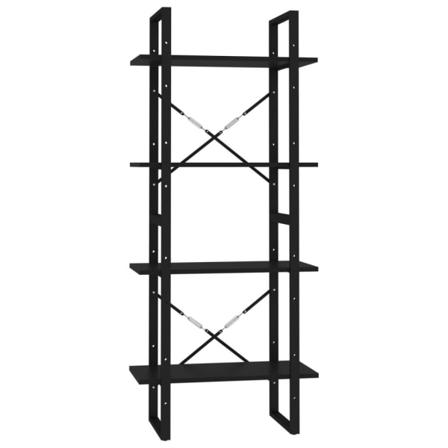 Vidaxl Bokhylla 4 Hyllplan Svart 60x30x140 Cm Spånskiva Svart