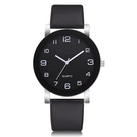 LVPAI Dameklokke Analog Quartz Klokke Rund Armbåndsur (Svart)
