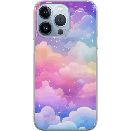 Kompatibelt Mobildeksel til Apple iPhone 13 Pro Søt enhjørning med regnbuefarget hår mot en stjernebelagt pastellbakgrunn i kawaii-stil
