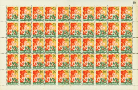 Danmark - Julemærkeark 1948 - Ufoldet