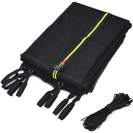 COSTWAY Trampolin sikkerhedsnet 366 cm 12FT-8 lige stolper-Dobbelt lynlås og beskyttelsesspænder-PE-Udendørs