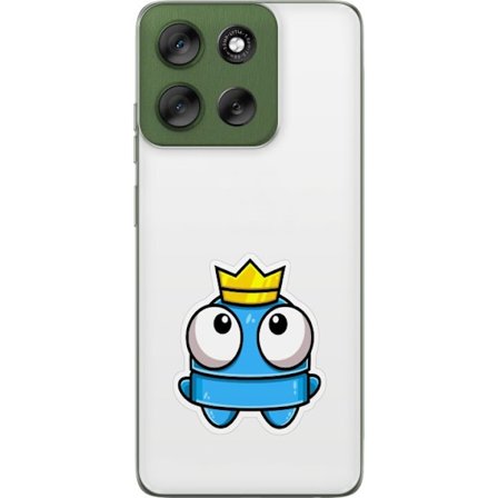 Kompatibelt Mobildeksel til Motorola Motorola Moto G56 Blå tegneseriefigur med krone og store øyne i leken kongelig stil