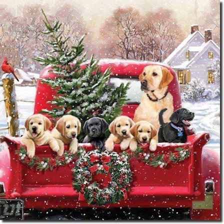 Jul Hunde Lastbil Diamant Maleri Korssting Kit Broderi