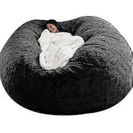 Lat soffa Sittpuff Konstgjord päls Sittpuff Bönpåse Soffa (150cm*75cm svart)