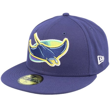 New Era - MLB Blau Fitted Cap - Tampa Bay Rays Acperf Alt 2018 Navy Fitted @ Hatstore