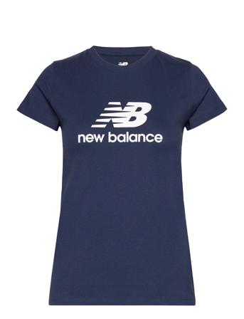 Nb Essentials Stacked Logo T-Shirt T-shirts & Tops Short-sleeved Marineblå New Balance*Betinget Tilbud