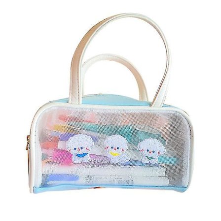 Vattentät kosmetisk väska Pu Transparent dragkedja Toalettväska med handtag Makeup väska påse