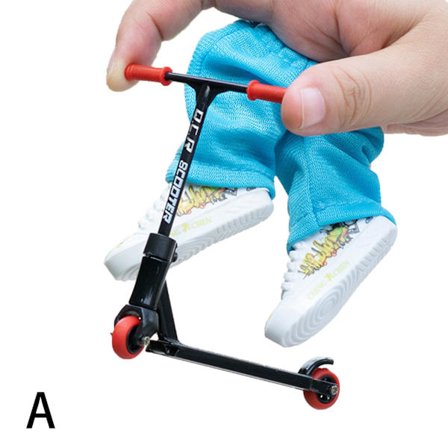 Legering Finger Scooter Finger Toy Skateboards Med Byxor Skor Och svart en