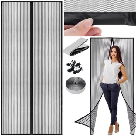 Myggnät med magnet för dörr / insektsgardin - insektsnät svart