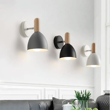 Trevegglampe med LED-lys, moderne og kreativ