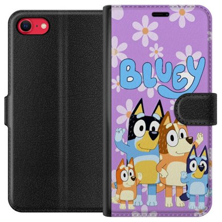 Kompatibelt Lommeboketui til Apple iPhone SE (2020) Stitch som skolefigur med bøker, blyanter og ryggsekk i fargerik kawaii-illustrasjon