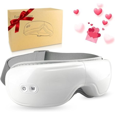 Intelligent øyemassasje med oppvarming, oppvarmet øyemaske massasjeapparat med kompresjon og Bluetooth, ansiktsmassasjeapparat, øyepleieenhet