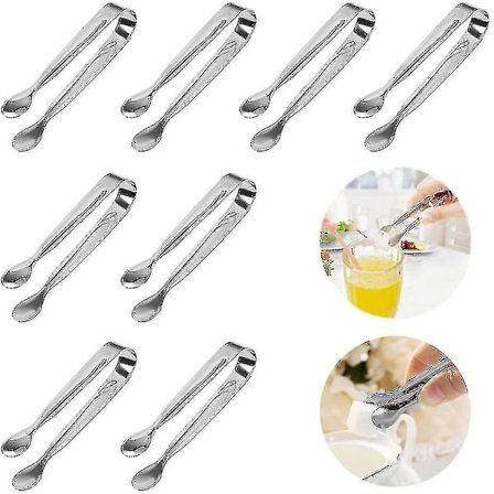 Sukkertenger 4,3 Mini Rustfritt Stål Terningtenger 8-pakning