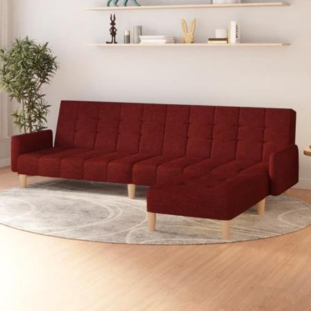 Vidaxl Bäddsoffa 2-sits Med Fotpall Vinröd Tyg Röd