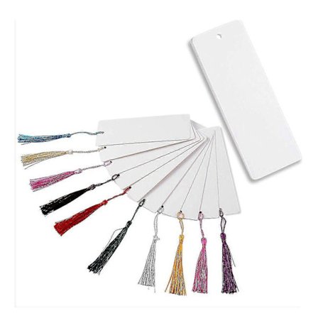 48 stk. papirbogmærker, blanke kartonbogmærker med farverige kvaster til gør-det-selv gavemærker, lav dig