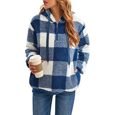 Damer Med Fickor Fleece Fuzzy Sweatshirt Coat Zipper Pullover