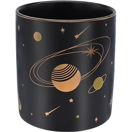 Keramisk blyant- og pennholder, sminkekost holder, stilig søt skrivebordsarrangør for kontor hjemme, planetarisk mønster blyantkoppholder for menn og 