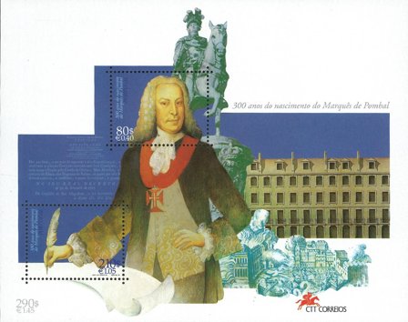 Portugal - Markisen af Pompal 300 år - Postfrisk miniark