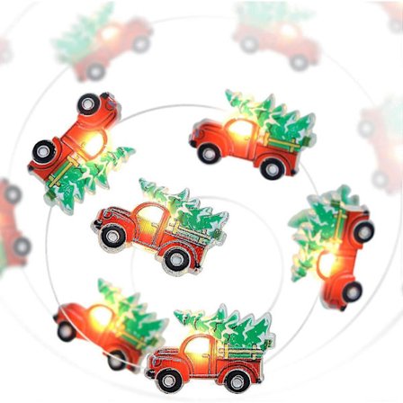 Jule LED lyskæde 2 meter 20 LED julelys Rød lastbil lys Batteridrevet 8 flimmertilstande Guirlandelys dekor med fjernbetjening til