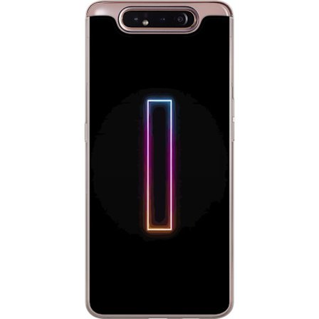 Kompatibel Mobilcover til Samsung Samsung Galaxy A80 Minimalistisk neonbogstav I i regnbuefarver mod mørk baggrund