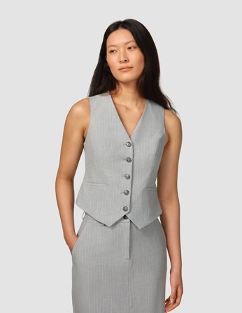 Shaping New Tomorrow - Dame - Essential Short Vest - Light Grey Pinstriped - Størrelse XXS