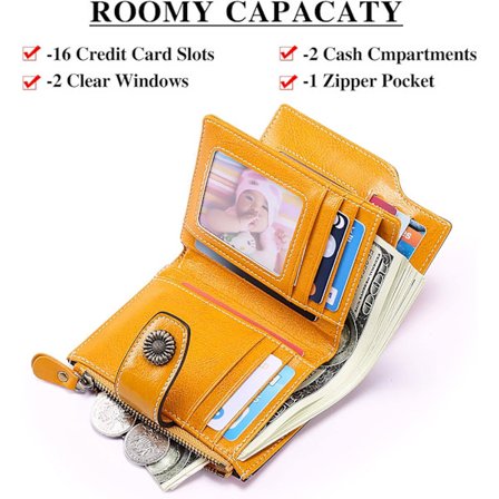 *Naisten aito nahkainen lyhyt lompakko, RFID-esto*