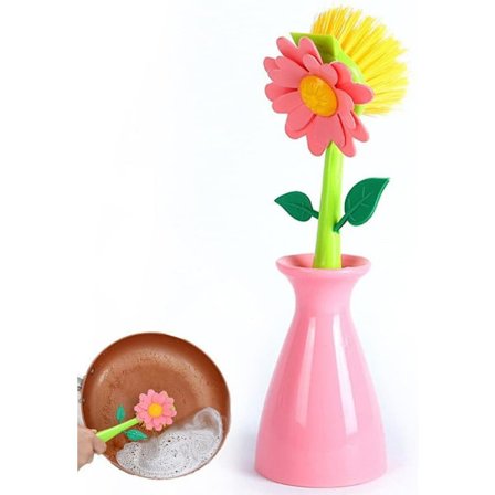Opvaskebørste i pink vase, plastik, ZQKLA