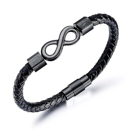 Til min mand, Infinity læderarmbånd, gave til mand fra kone, jeg elsker dig for evigt og altid, armbånd til kæreste, jubilæum, JXLGV (sort)