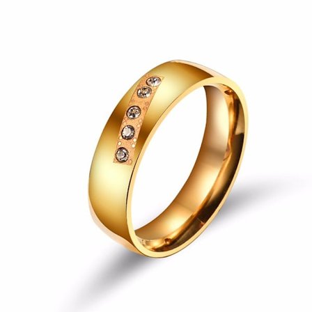 Rostfritt stål ring CZ GULD