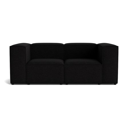 Lissabon 2 personers sofa - Danubio Sort - 200x100x72cm - Slidstærk 2-personers sofa med kvalitetsstof & ramme af krydsfiner
