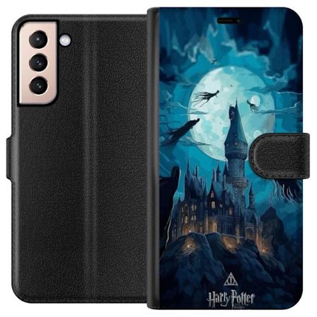 Kompatibel Tegnebogsetui til Samsung Samsung Galaxy S21 Magisk fantasiillustration med slot i måneskin og svævende væsener, mørk eventyrstemning i