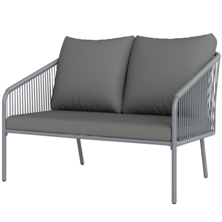 Havesofa med hynder 2-personers Rattan Sofa Lounge Sofa Udendørs Balkon Sofa Rattan Sofa Have Lounge Polyrattan Havemøbler Balkonmøbler 112 x 72 x 76