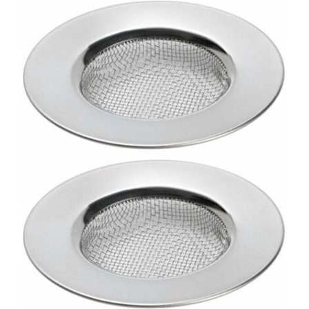 Sæt med 2 vaske-sil til bruser, prop til hårstopper til badekar eller køkkenvaske rustfrit stål vaske-afløbssil. 3 tommer diameter 7,6 cm