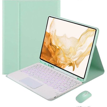 Valaistu näppäimistökotelo Galaxy Tab A8 10.5 tuuman 2022 -malliin, irrotettava langaton kosketuslevy hiirellä, 7 värin taustavalo, ohut ja kevyt PU-