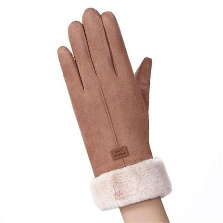 Modegloves til kvinder efterår vinter søde pelsede varme vanter fuld finger handsker kvinder udendørs sport gants handsker touch screen