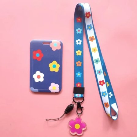 Kredittkortholder for kvinner, plast, mote, søt, kvinnedeksel, studentkortdeksel, busskort, nakkestropp, ID-kort, snor