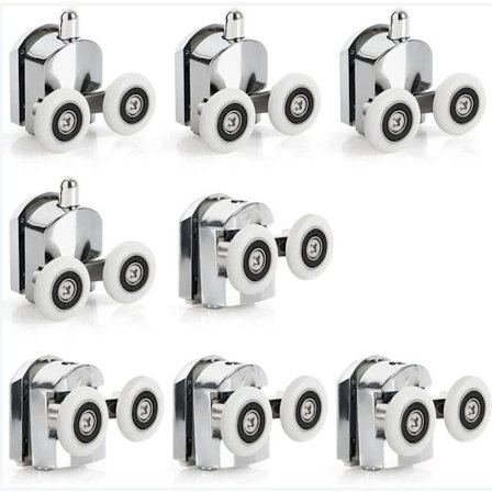 8 stk Skyvedørsruller i sinklegering Dusjskyvedørsrulle 23 mm diameter Erstatningsdobbelhjul for bad