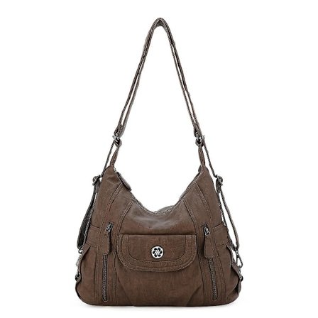 ANGEL KISS A-0118-5G PU Lær Skulderveske med Glidelås for Kvinner Justerbar Crossbody Veske