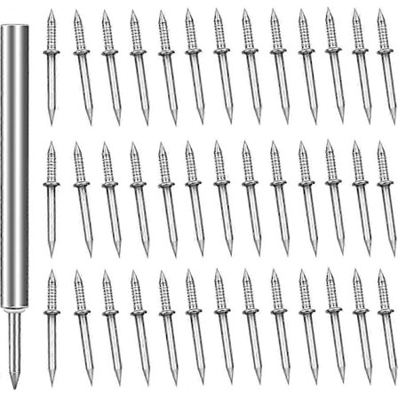 200 Stk. Dobbelthovede Søm, Dobbelthovede Sømløse Søm til Fodpaneler Usynlige Sporløse Sikkerhedsskruer med 3 Sømspecifikke Sokkelværktøjer [DB]